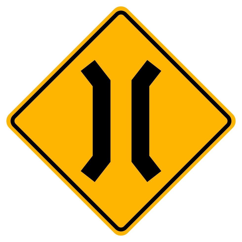 Warning signs Narrow bridge on white background vector