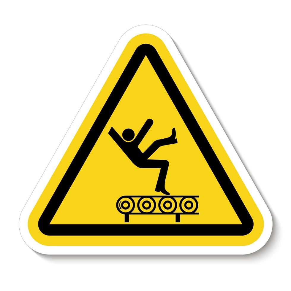 Fall Hazard From Conveyor Symbol Sign Isolate on White Background,Vector Illustration vector