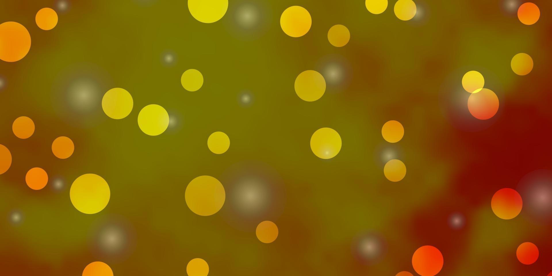 patrón de vector naranja claro con círculos, estrellas.