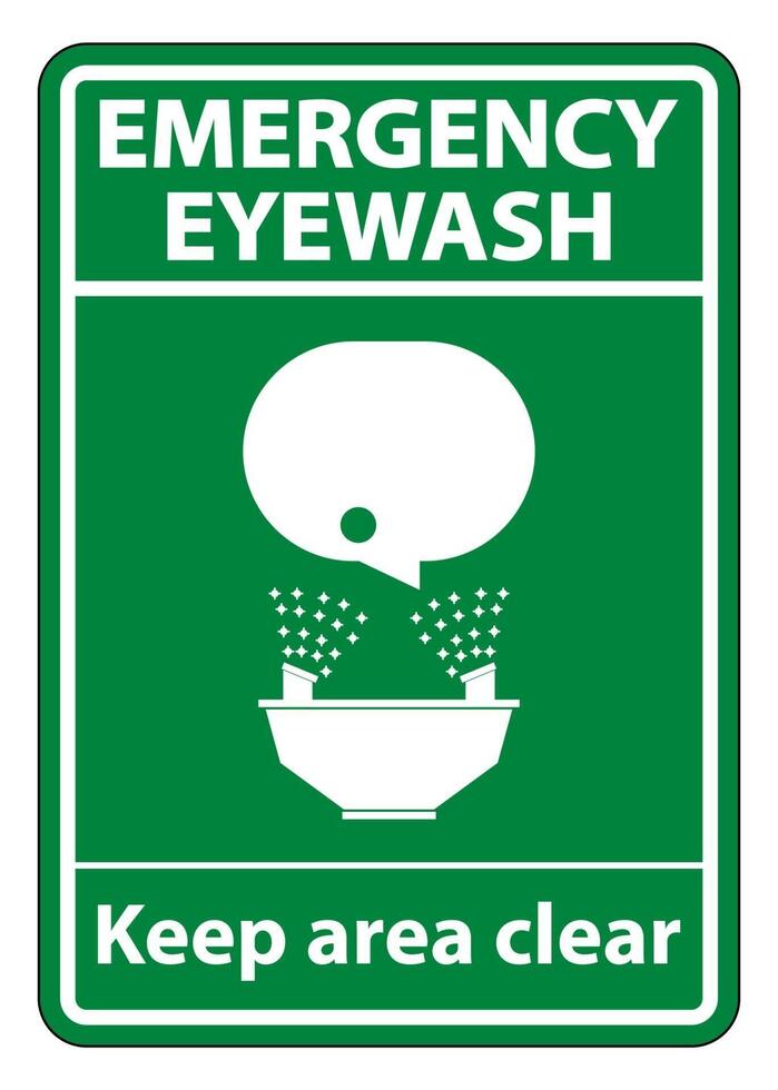 Emergency Eyewash Keep Area Clear Symbol Sign Isolate On White Background,Vector Illustration EPS.10 vector