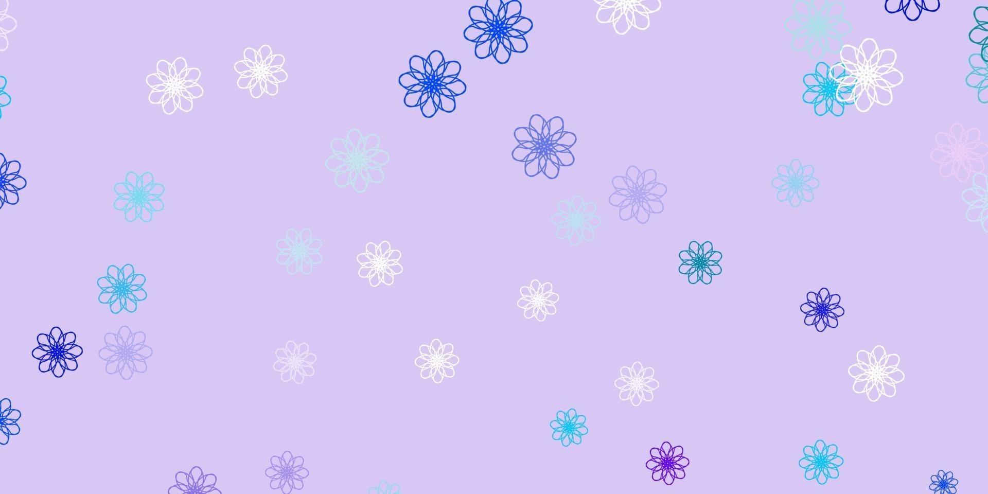 Light Blue, Red vector doodle pattern with flowers.