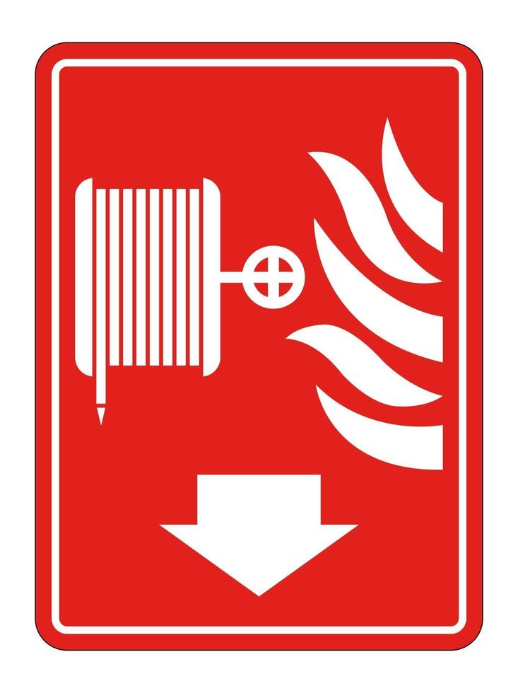 Signo de manguera de carrete contra incendios sobre fondo blanco. vector