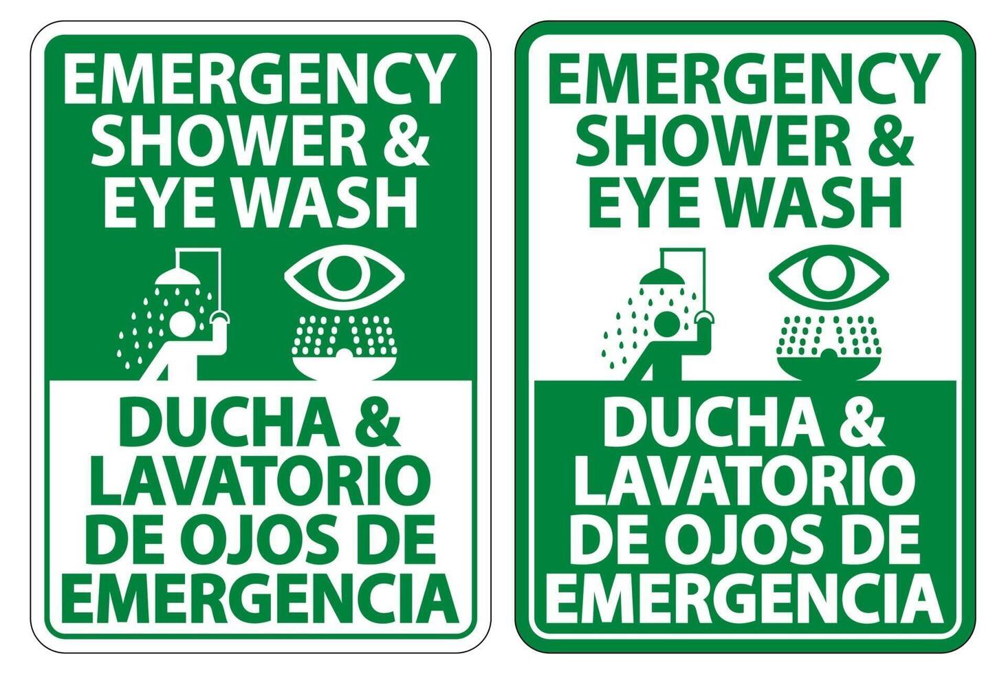 Bilingual Shower and Eye Wash Sign Isolate On White Background,Vector Illustration vector