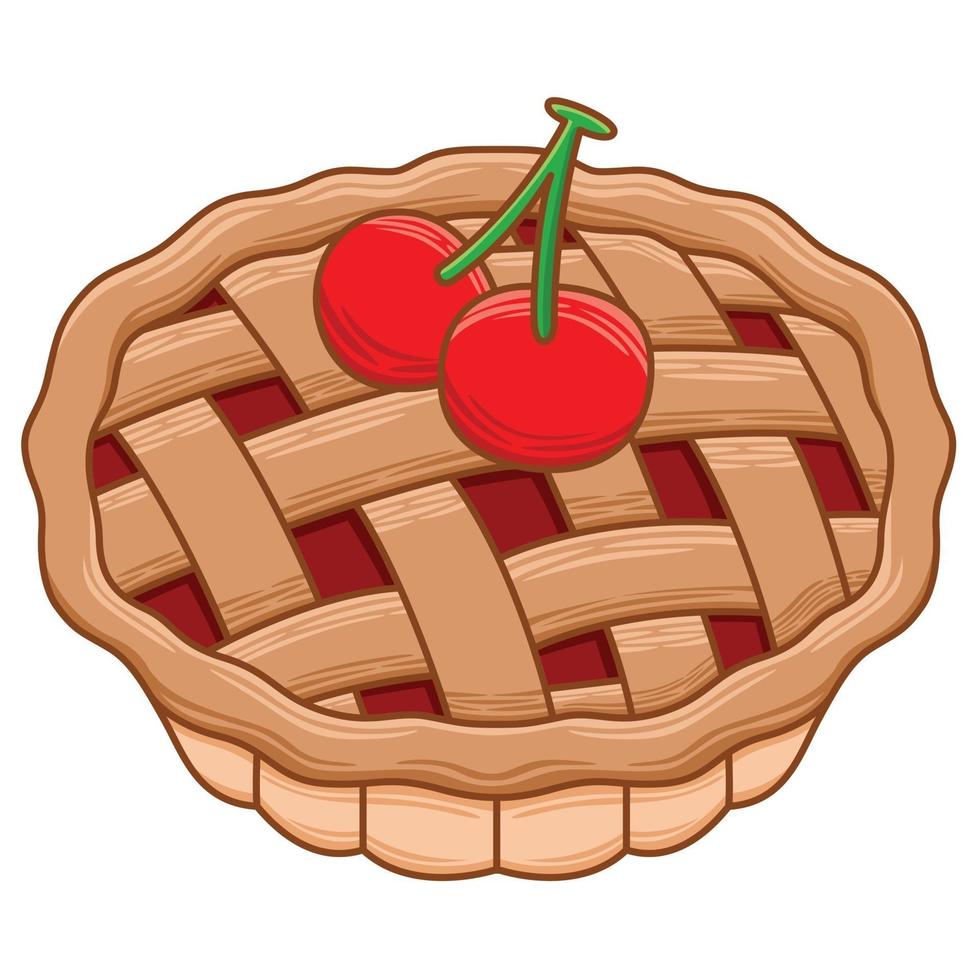 pastel de cereza en estilo de diseño plano vector