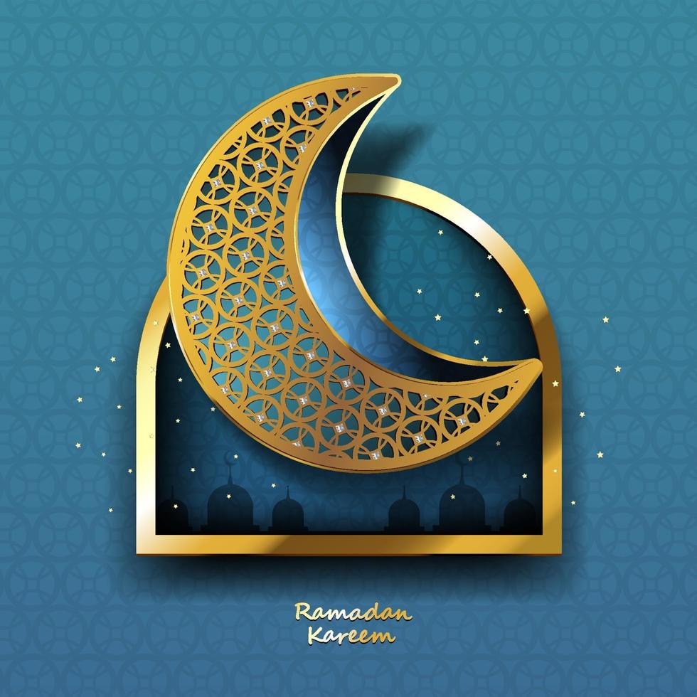 Ramadan Kareem design with Gold arabic Lamp. Vector illustration.