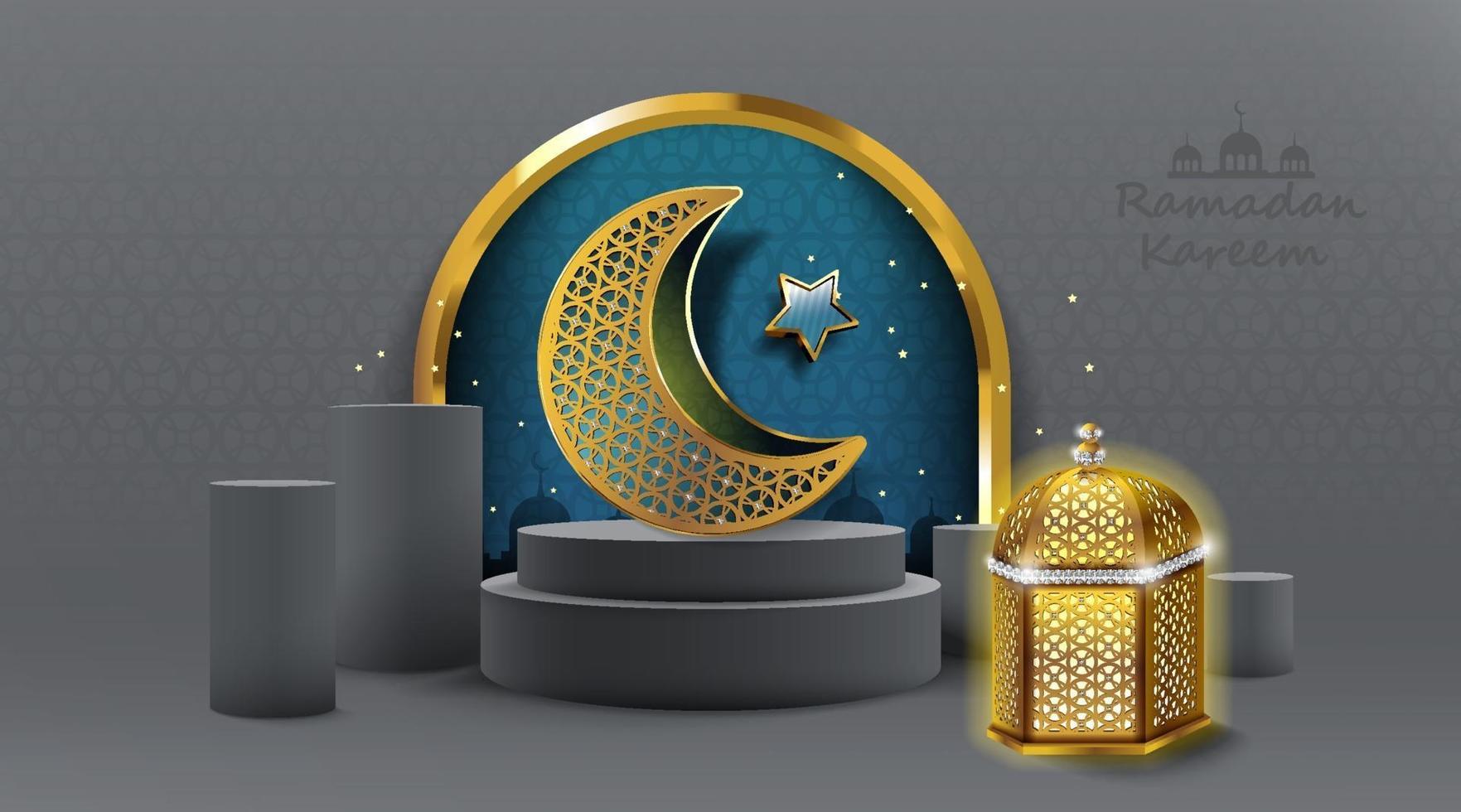 Ramadan Kareem design with Gold arabic Lamp. Vector illustration.