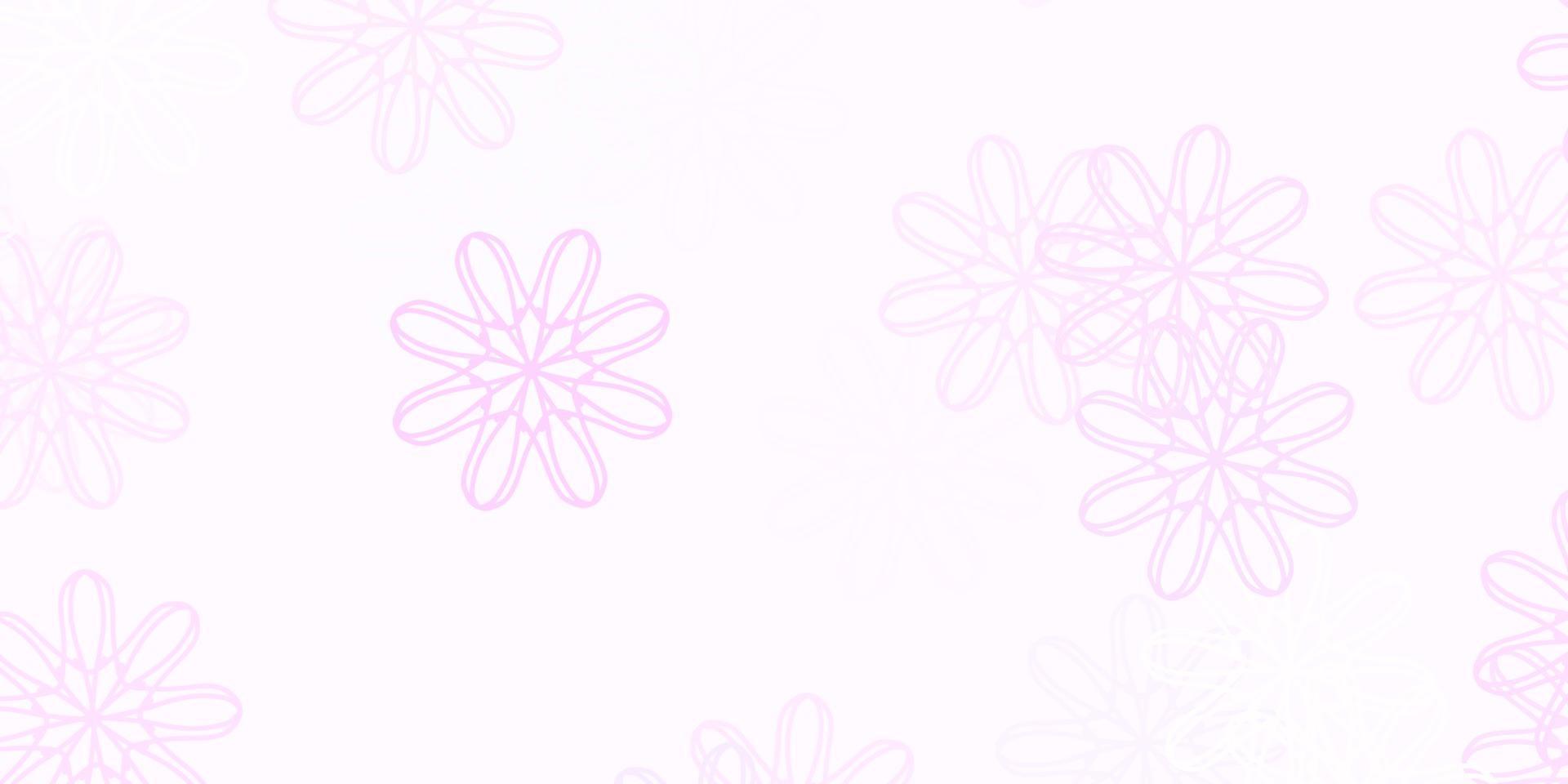 Fondo de doodle de vector púrpura claro con flores.