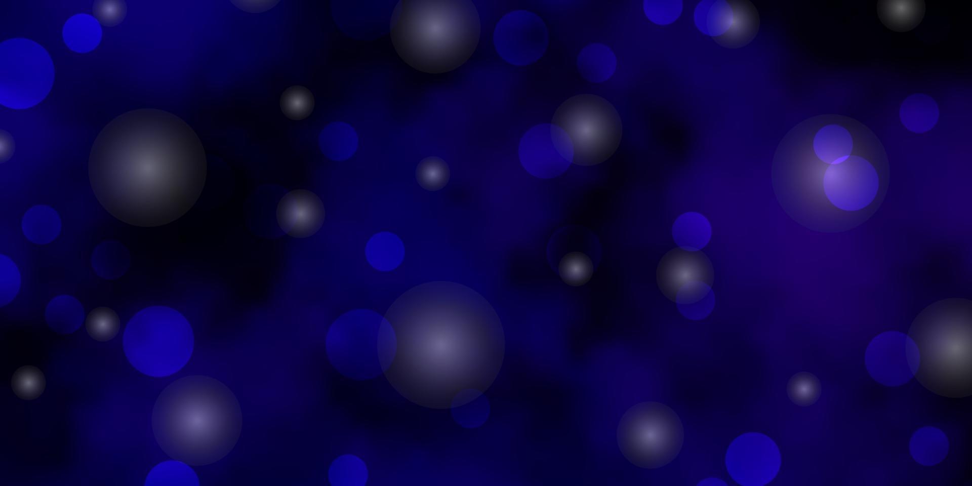 Dark Purple vector layout with circles, stars.