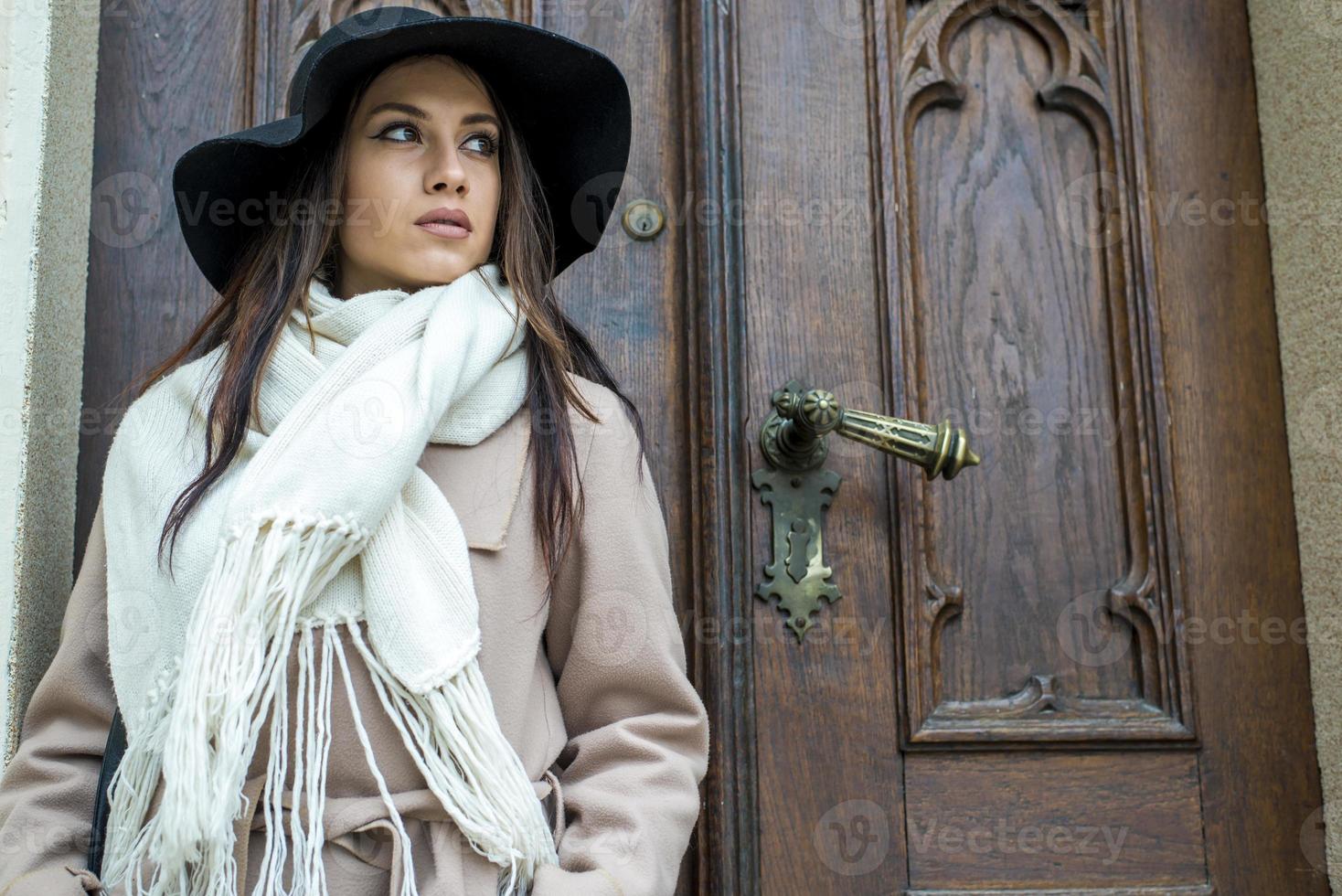 Pretty young woman with hat photo