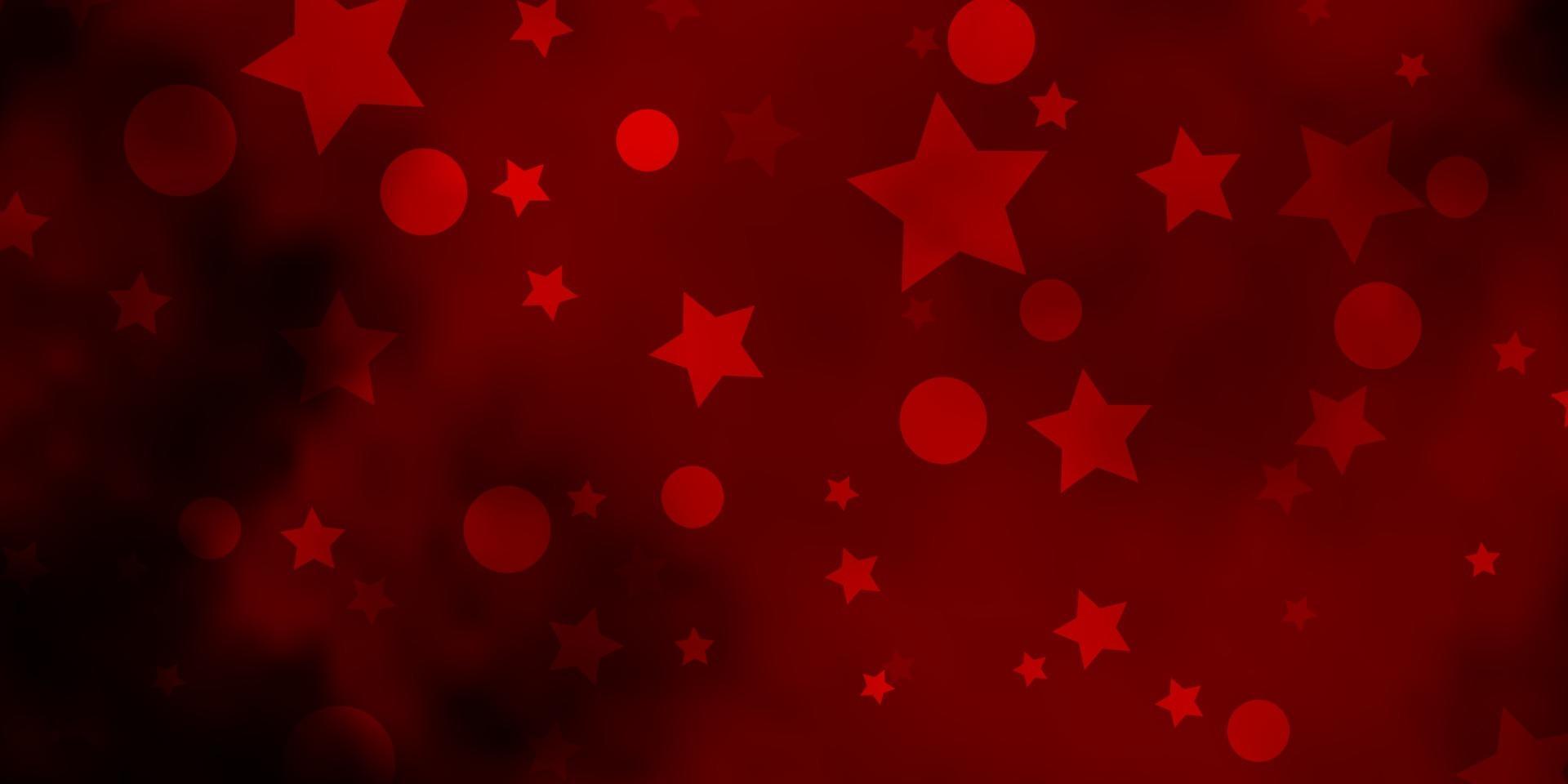 Fondo de vector rojo oscuro con círculos, estrellas.