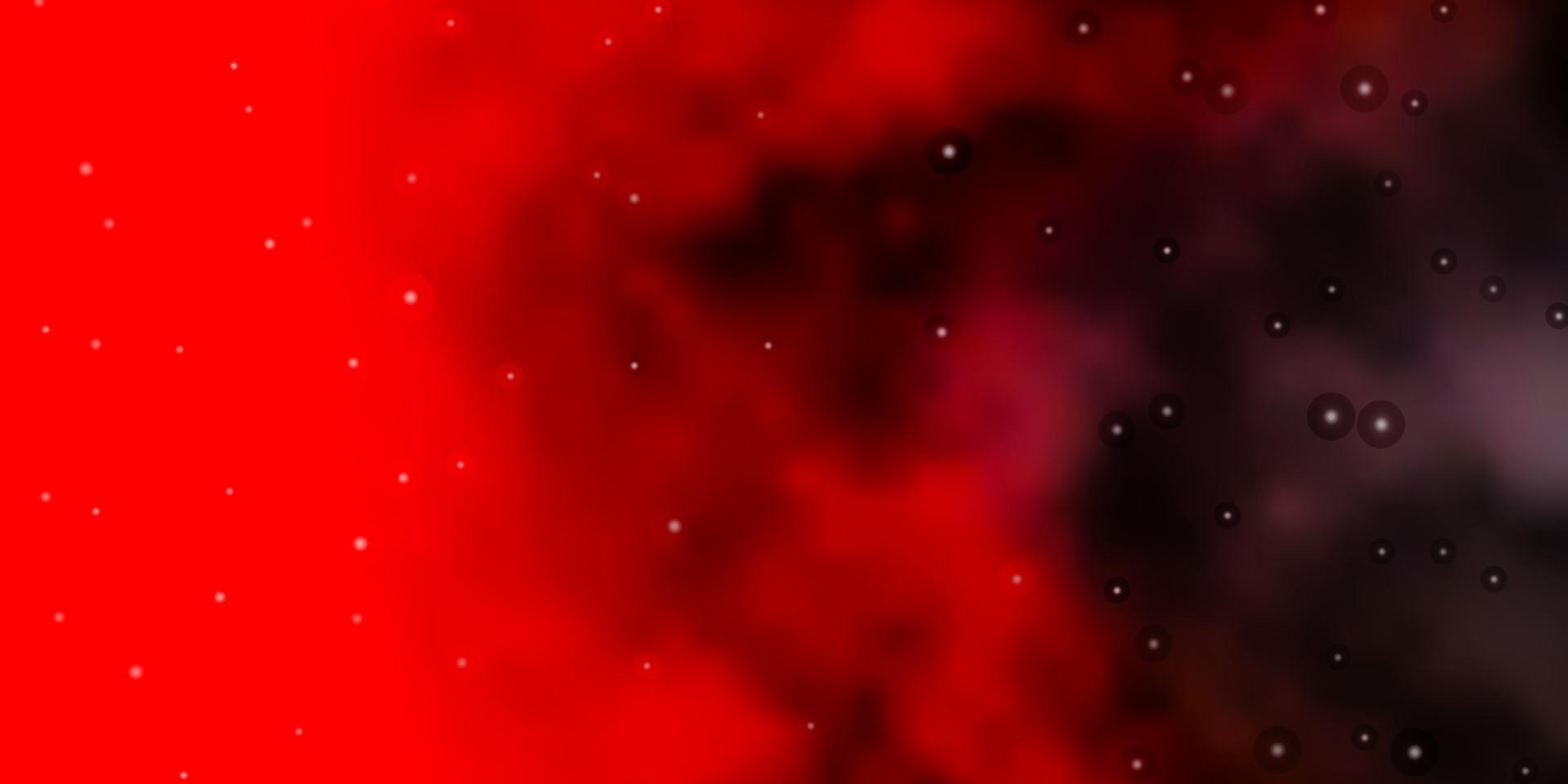 Fondo de vector rojo oscuro con estrellas pequeñas y grandes.