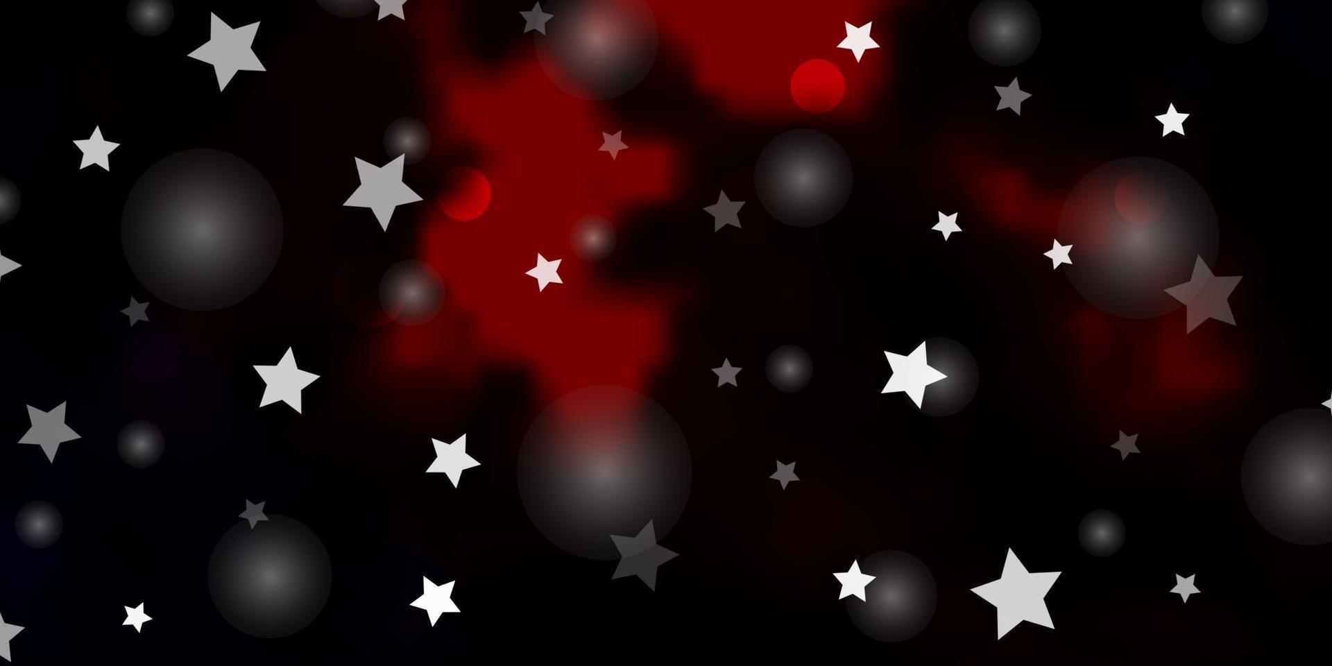 patrón de vector rojo oscuro con círculos, estrellas.