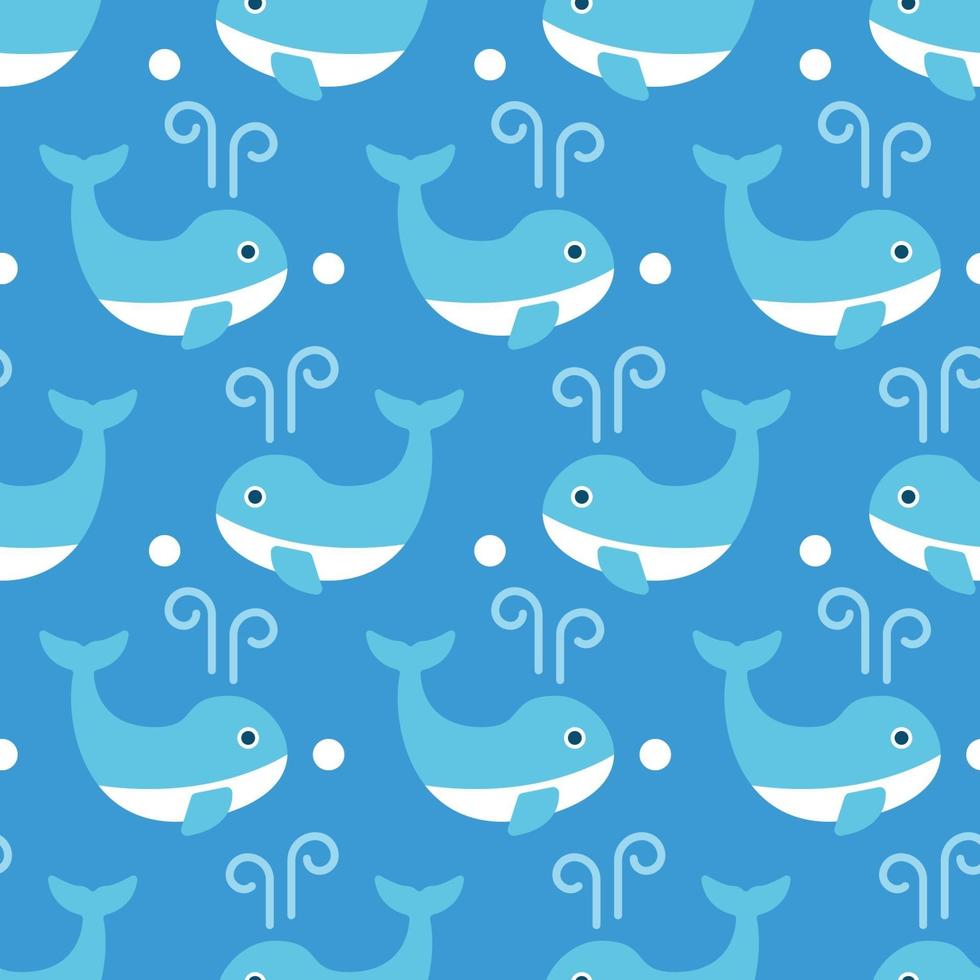 lindo, ballena, seamless, patrón vector