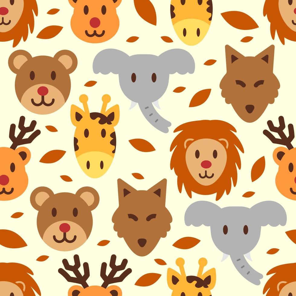 cute wild animal seamless pattern vector