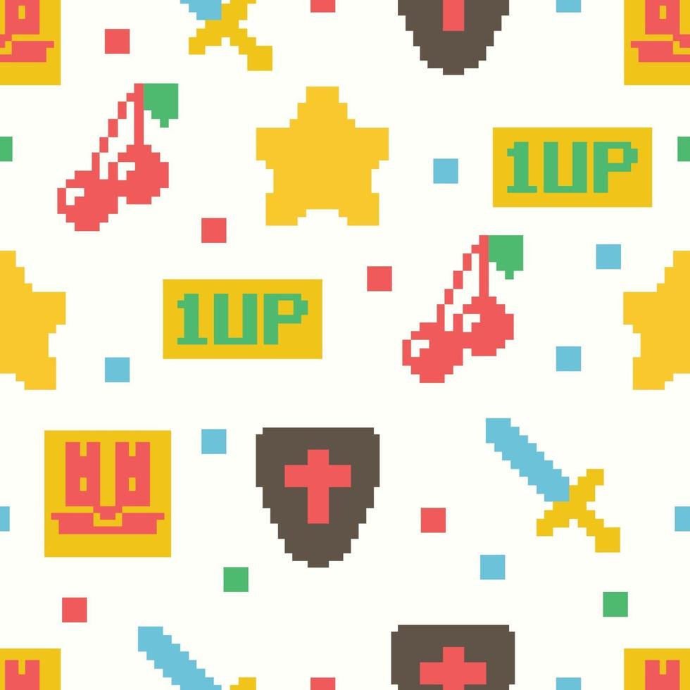 cute 8 bit game seamless pattern vector