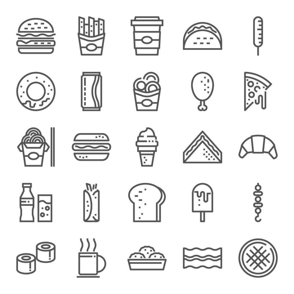 fast food icon set vector