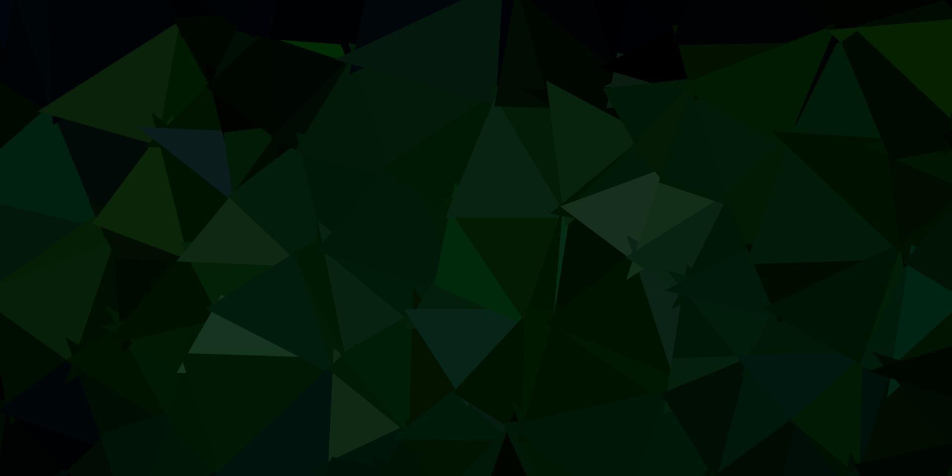 Dark green vector triangle mosaic backdrop.