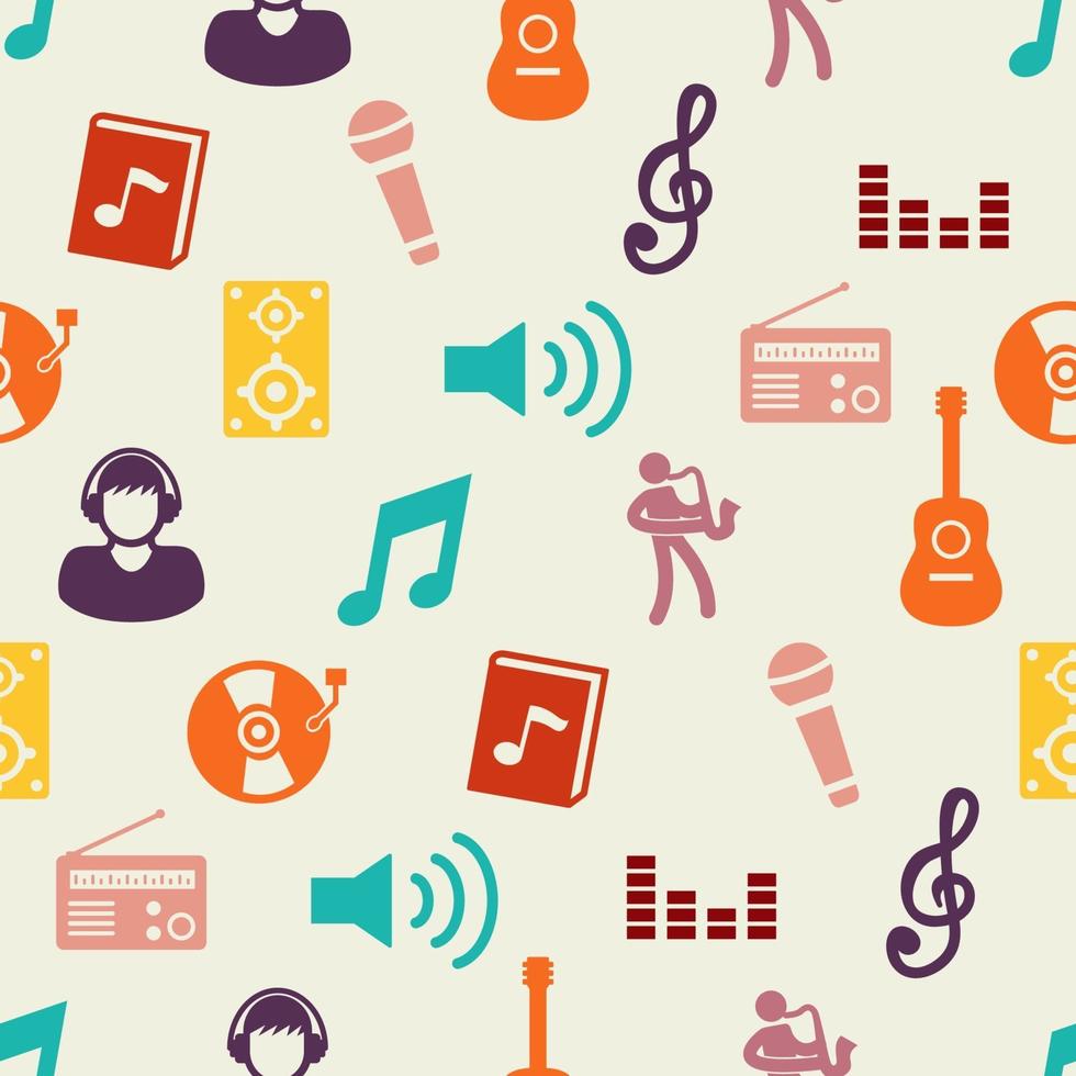 music flat icons seamless pattern vector