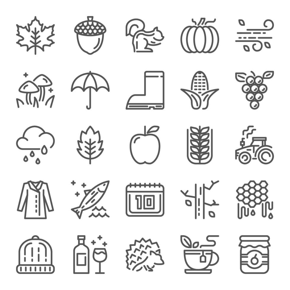 autumn icon set vector