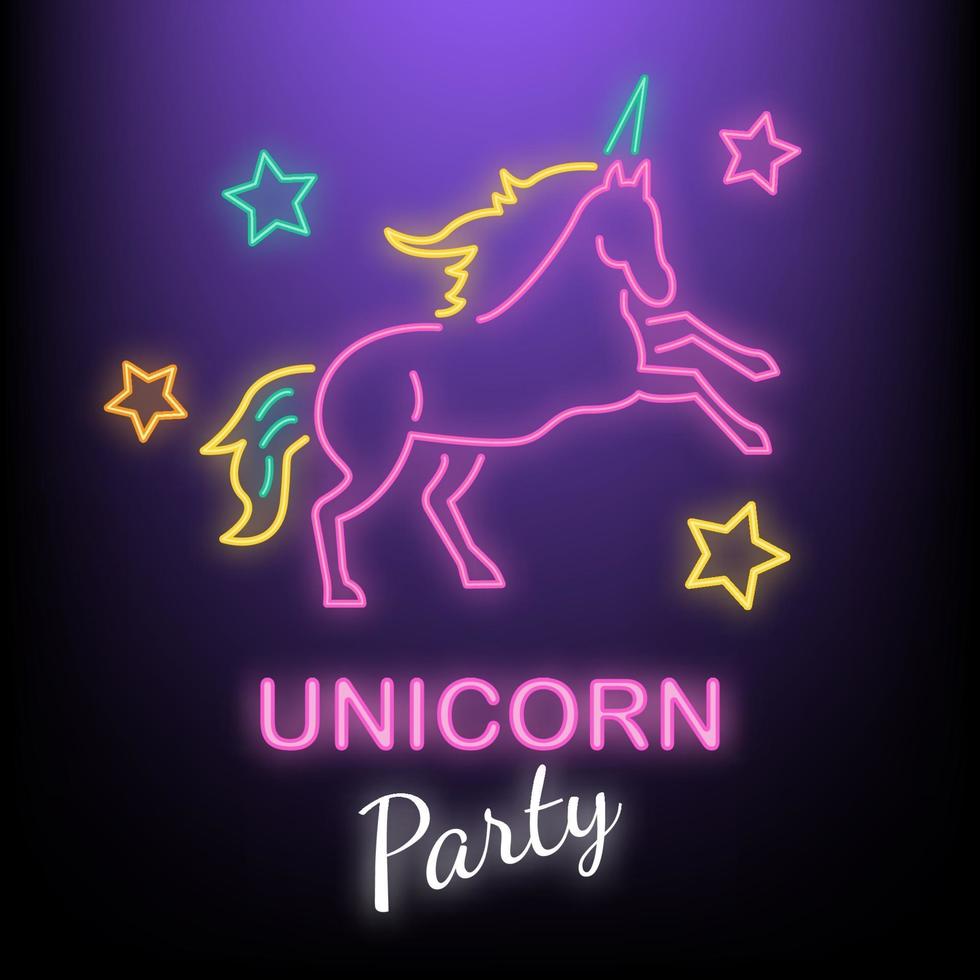 unicorn party neon design vector