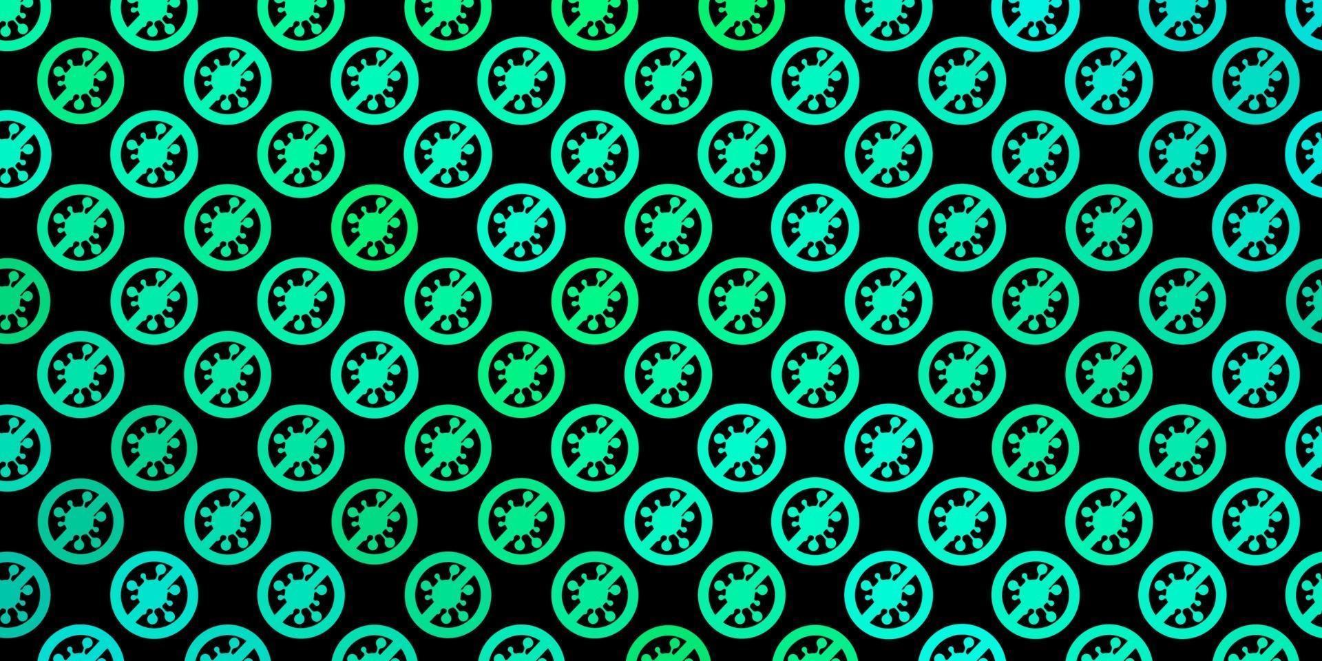 Dark Green vector background with covid-19 symbols.