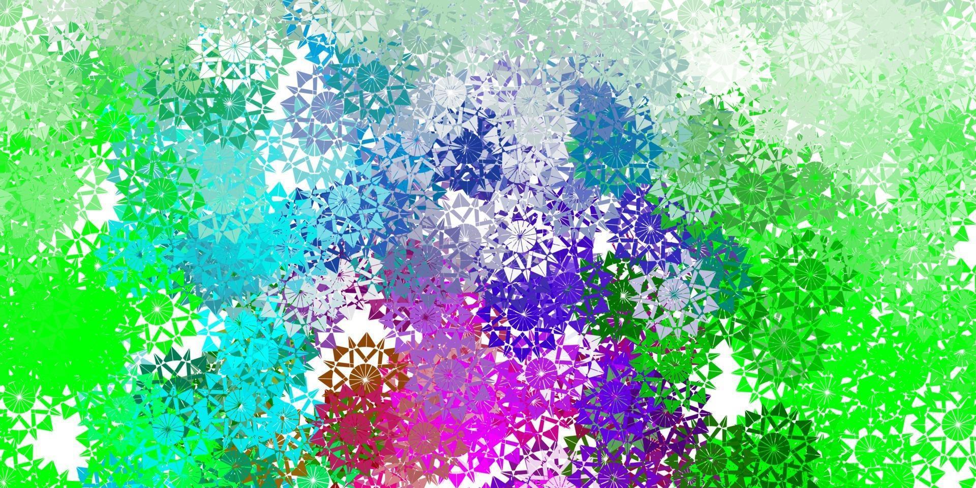 patrón de vector multicolor claro con copos de nieve de colores.