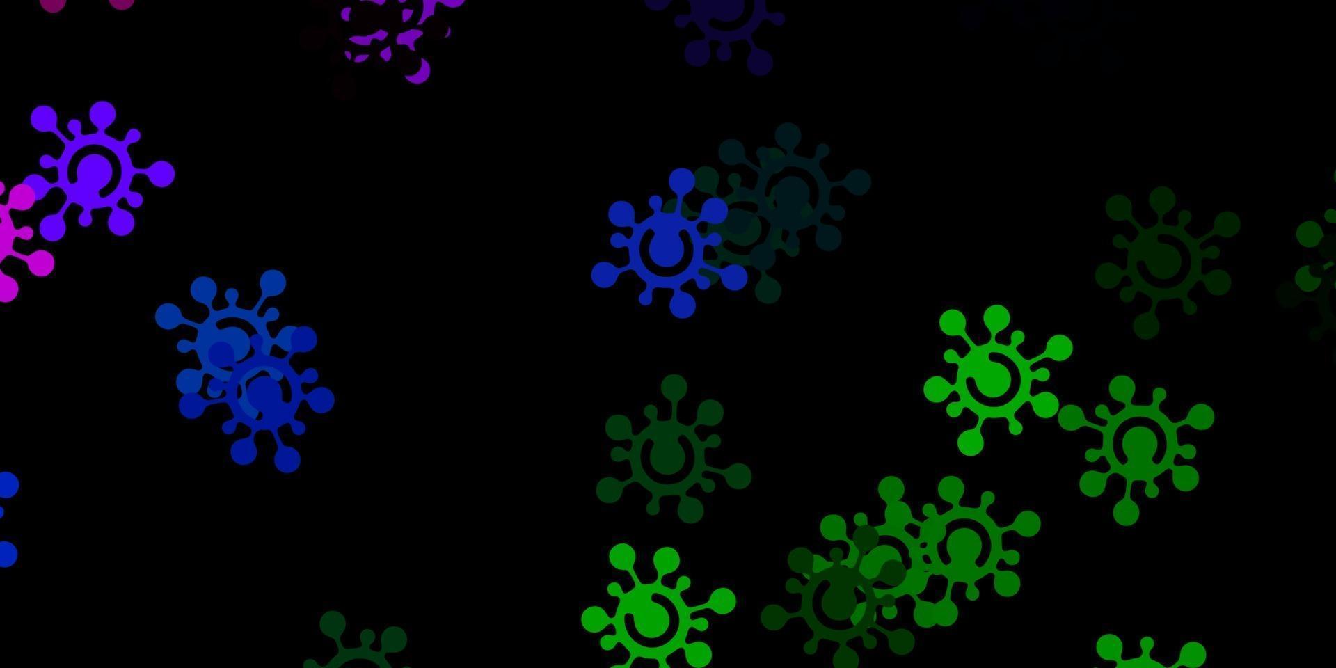 Dark multicolor vector pattern with coronavirus elements.