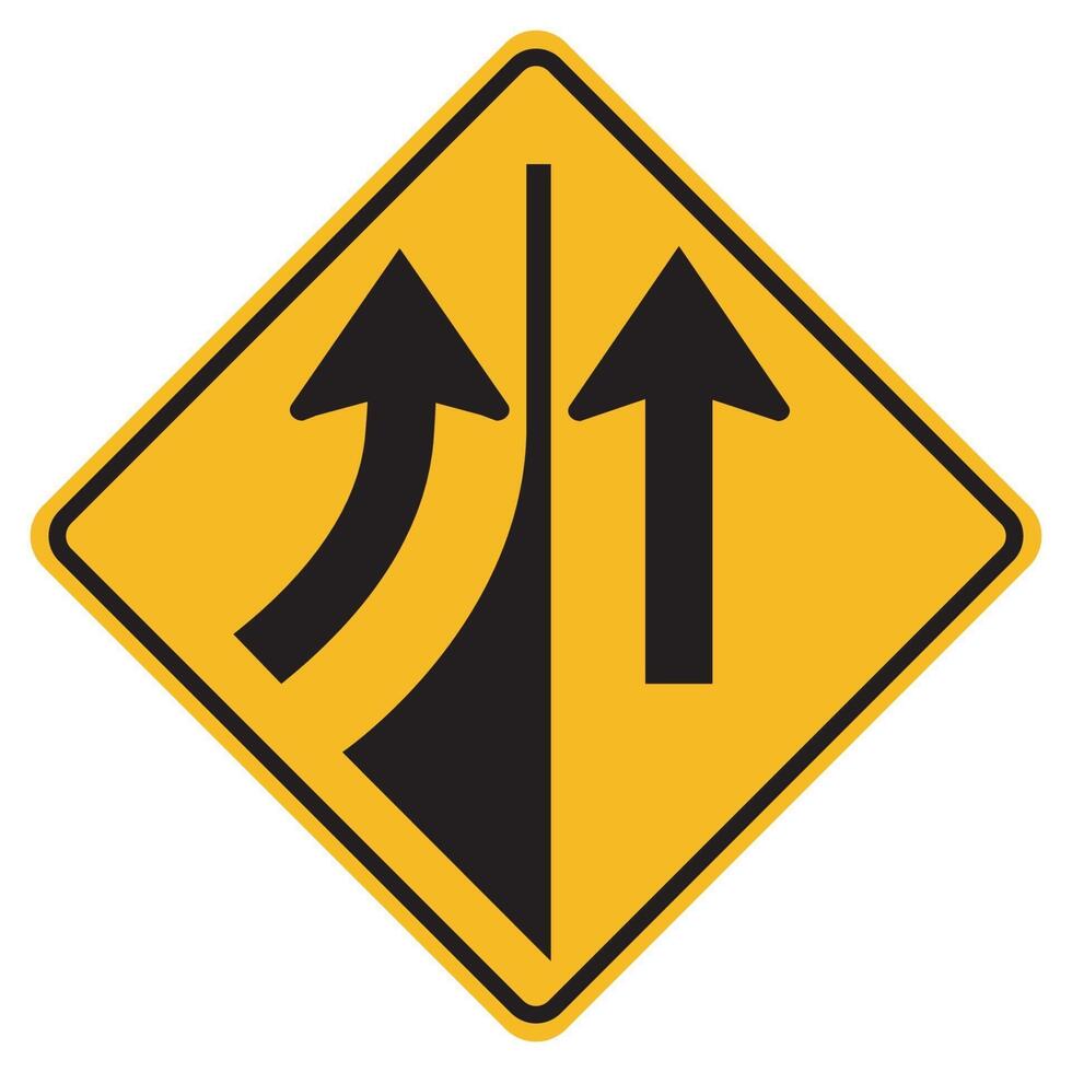 Warning road sign merging from the Left vector