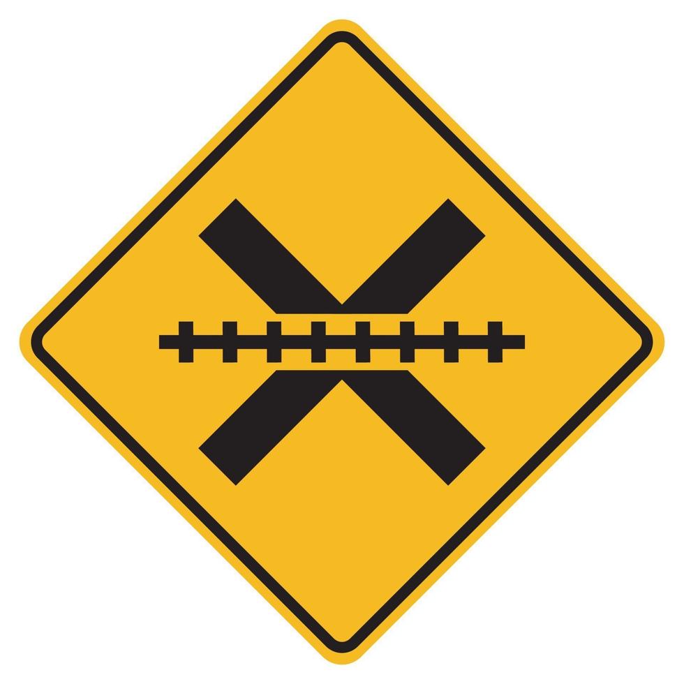 Señales de advertencia paso a nivel ferroviario sobre fondo blanco. vector