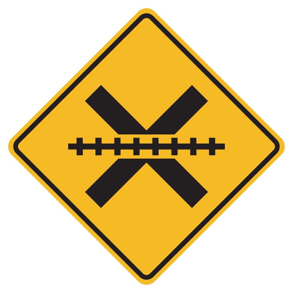 Warning signs Railway Level Crossing on white background vector