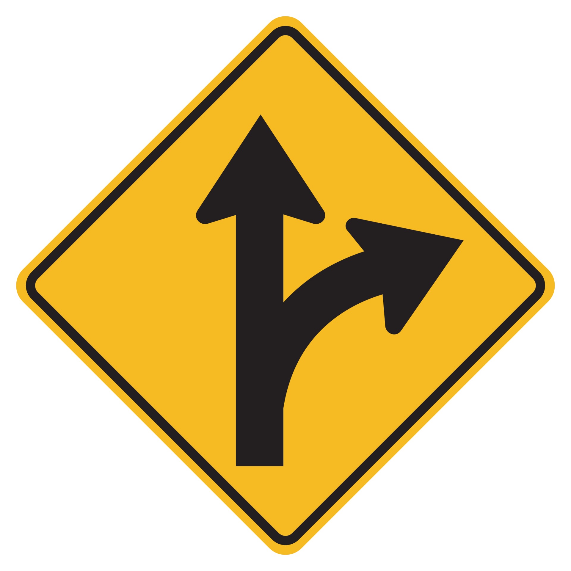 Proceed Straight or Turn Right Road Sign 2279443 Vector Art at Vecteezy
