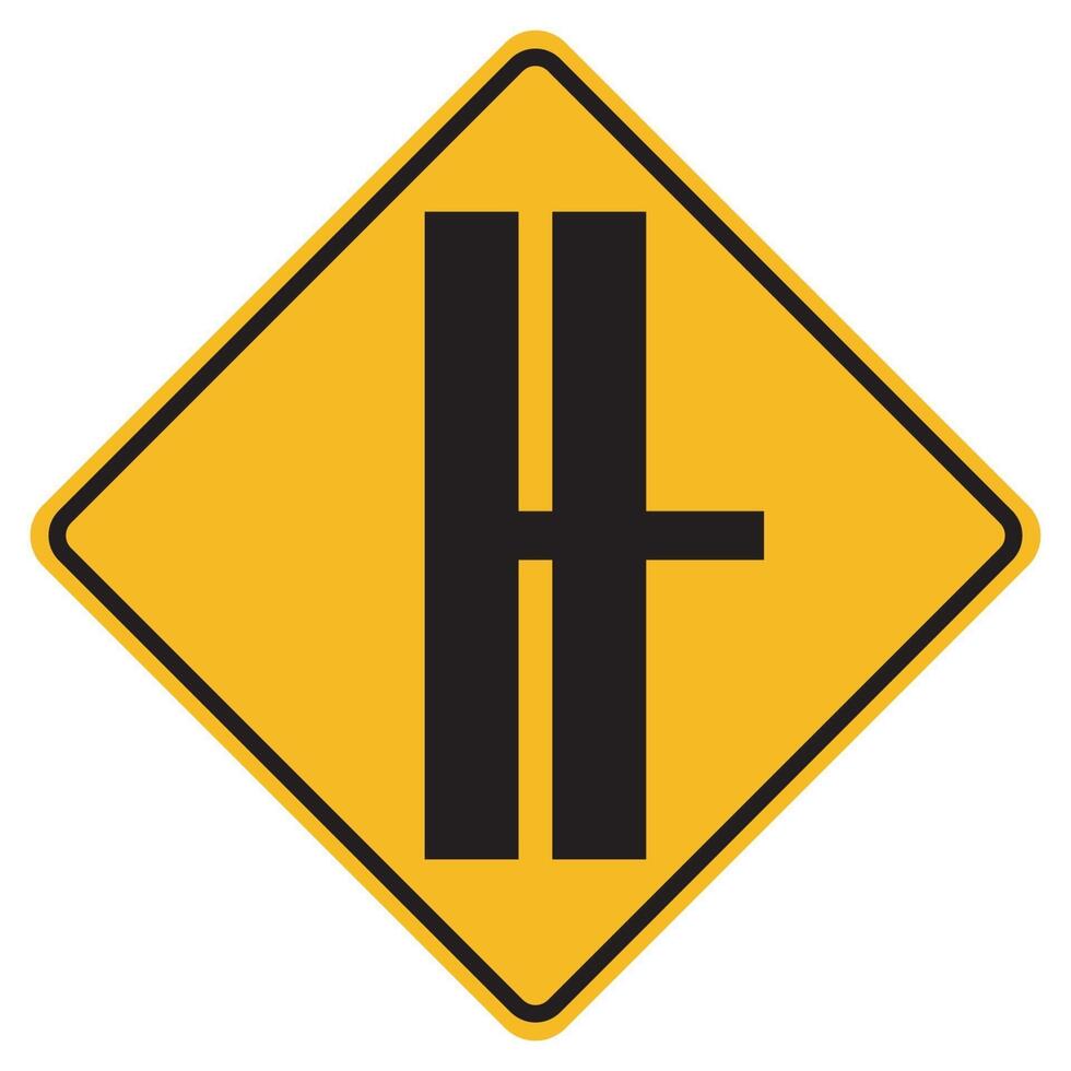 Warning signs Highway intersection ahead and T-Junction Traffic Road on white background vector