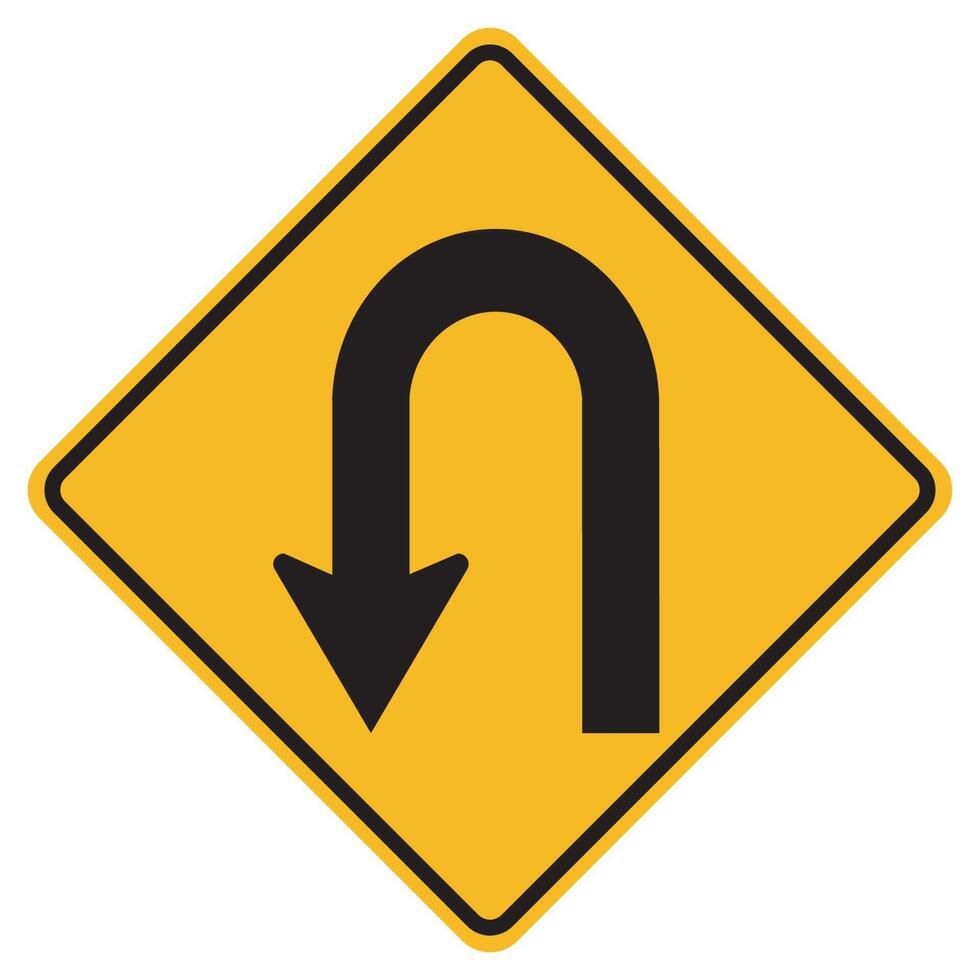 Warning traffic signs Hairpin curve to left on white background vector
