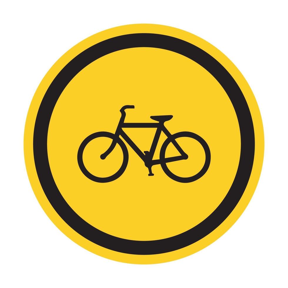 Señal de advertencia de tráfico de bicicletas aislado sobre fondo blanco ilustración vectorial. vector