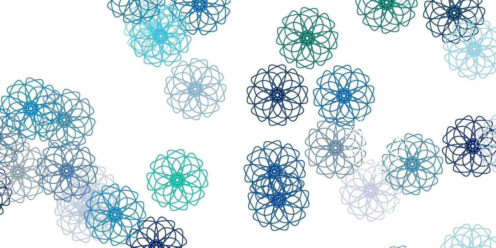 Light blue vector doodle pattern with flowers.