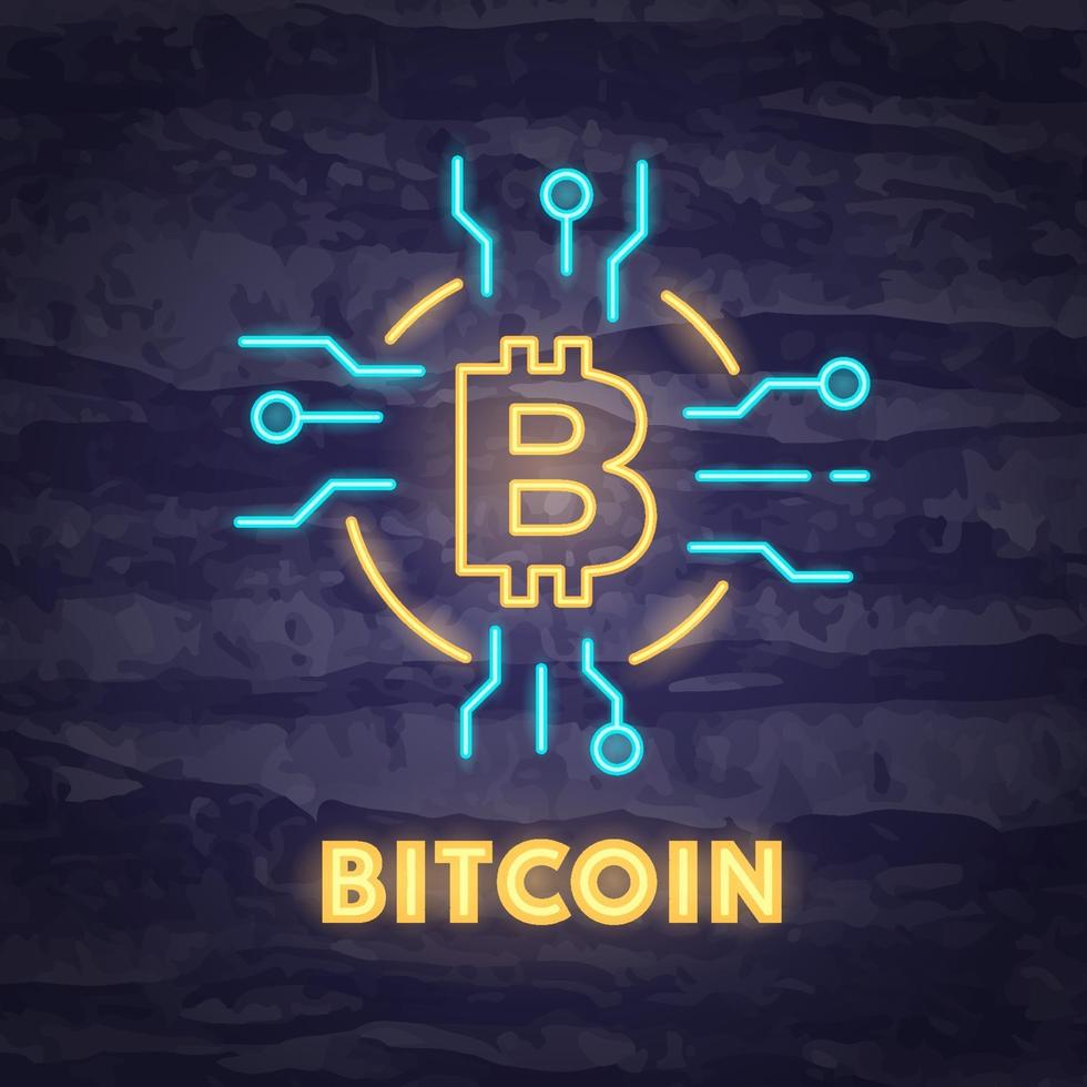 bitcoin neon symbol vector