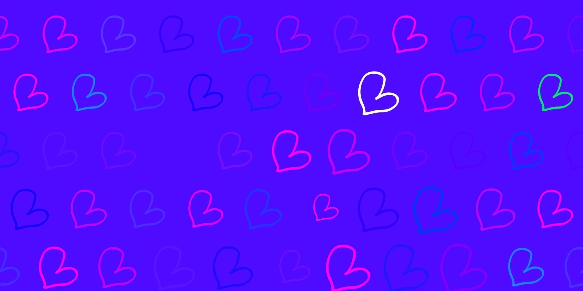 Fondo de vector rosa claro, azul con corazones.