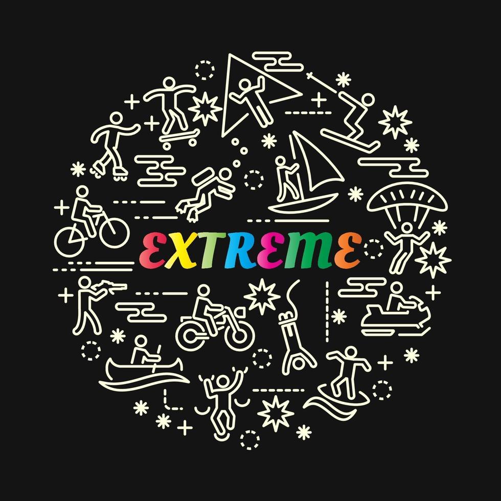 extreme colorful gradient lettering with line icons vector