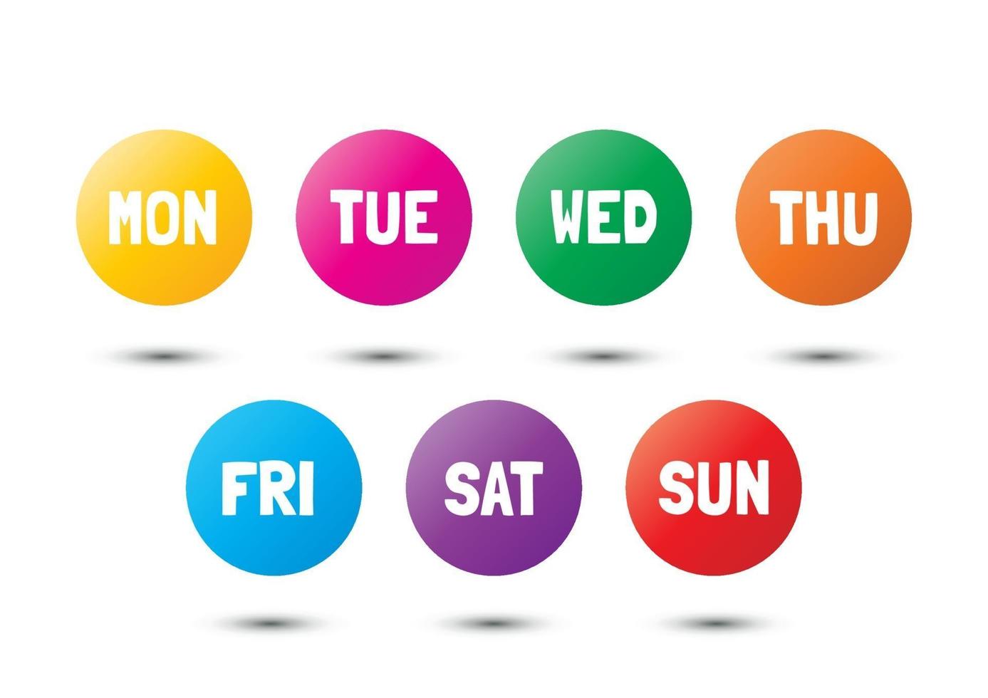 weekly colorful icons vector