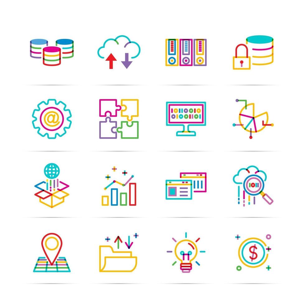 big data vetor line icons vector