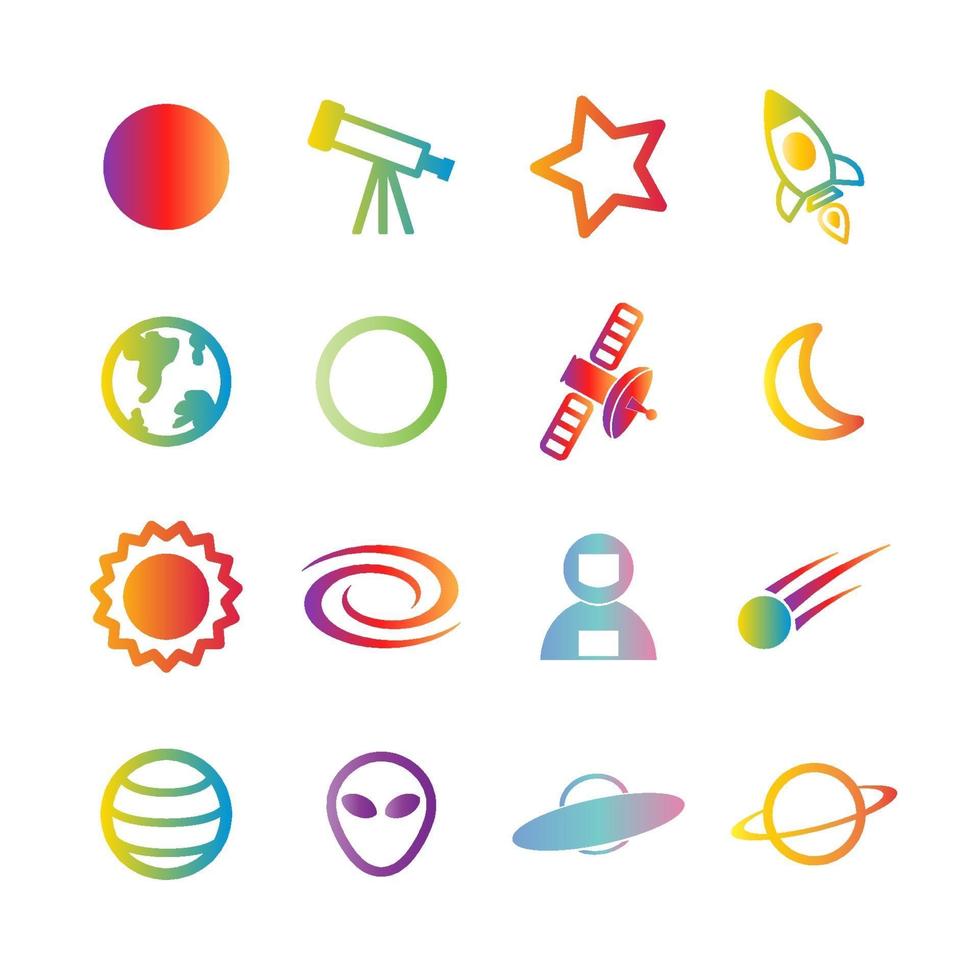 iconos de gradiente de vector espacial