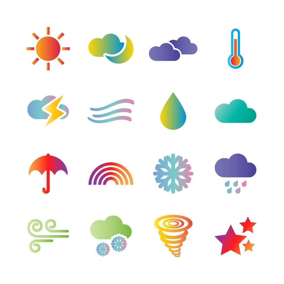 iconos de gradiente de vector de clima