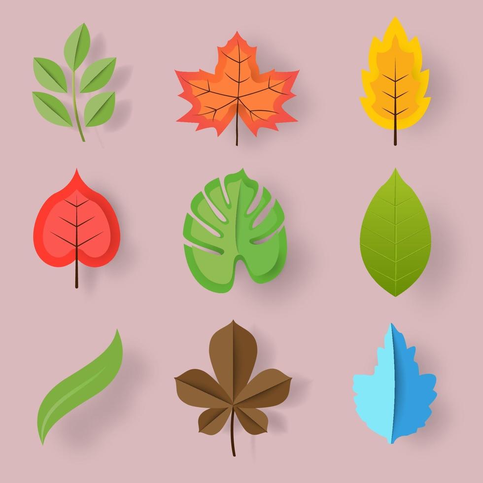 colorful leaves paper cut vector