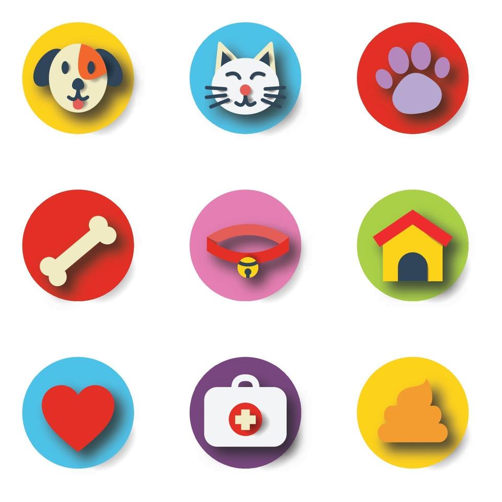 pet paper cut icons vector