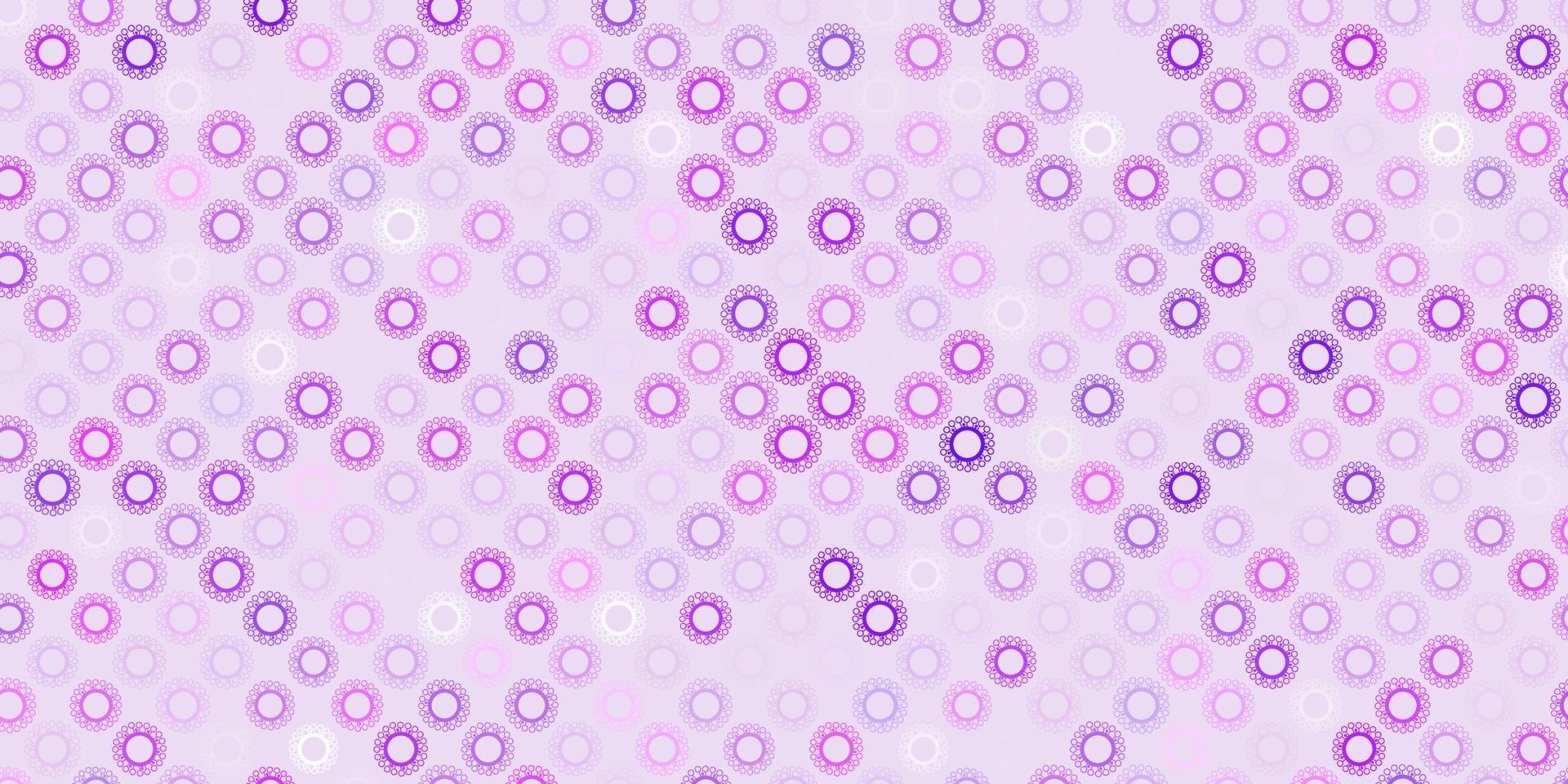 Fondo de vector violeta claro con símbolos covid-19.