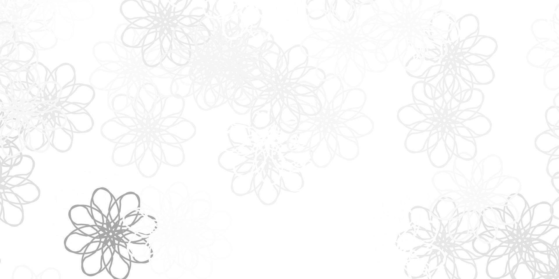 Fondo de doodle de vector gris claro con flores.