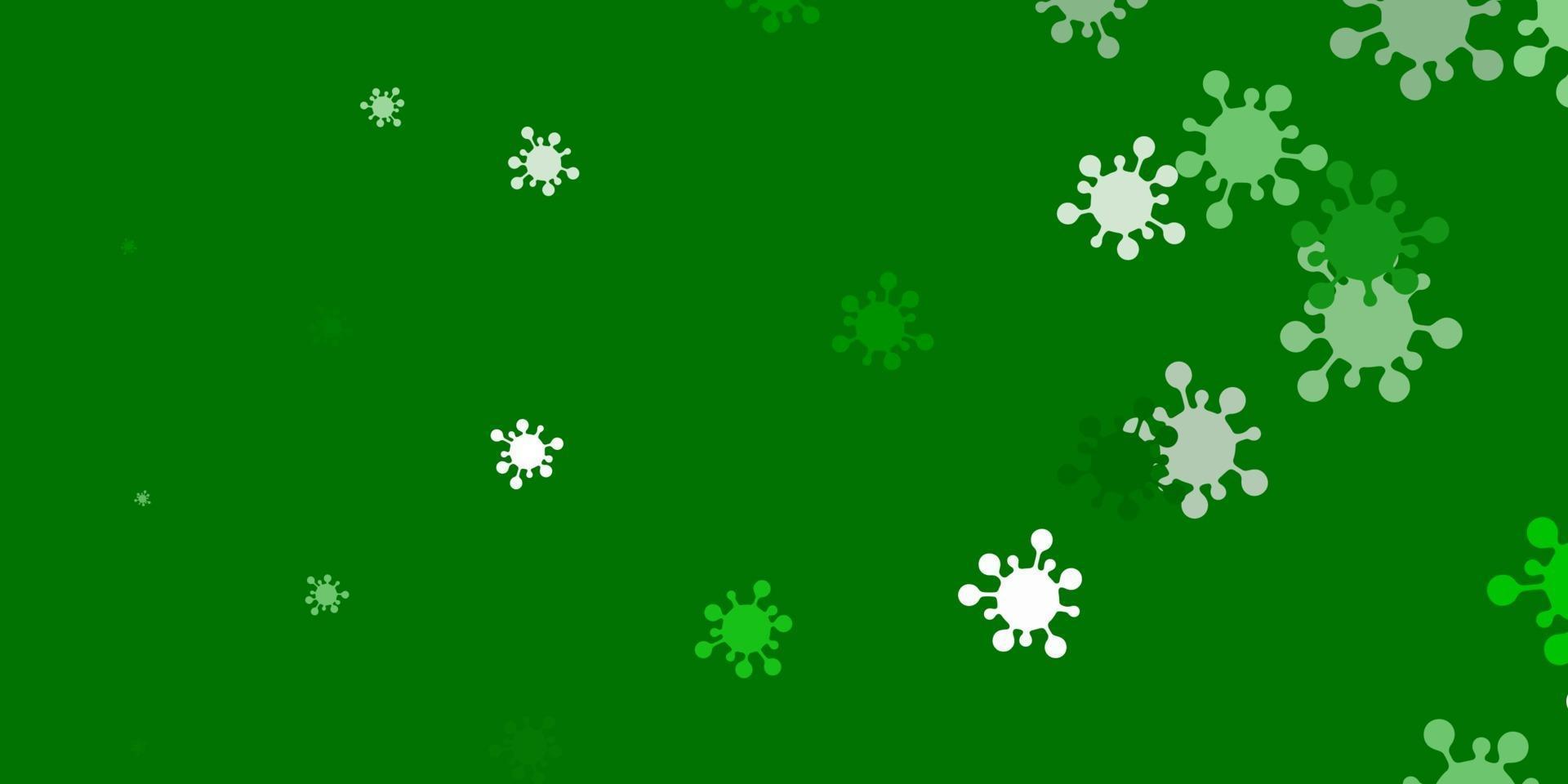 Light green vector background with covid-19 symbols.