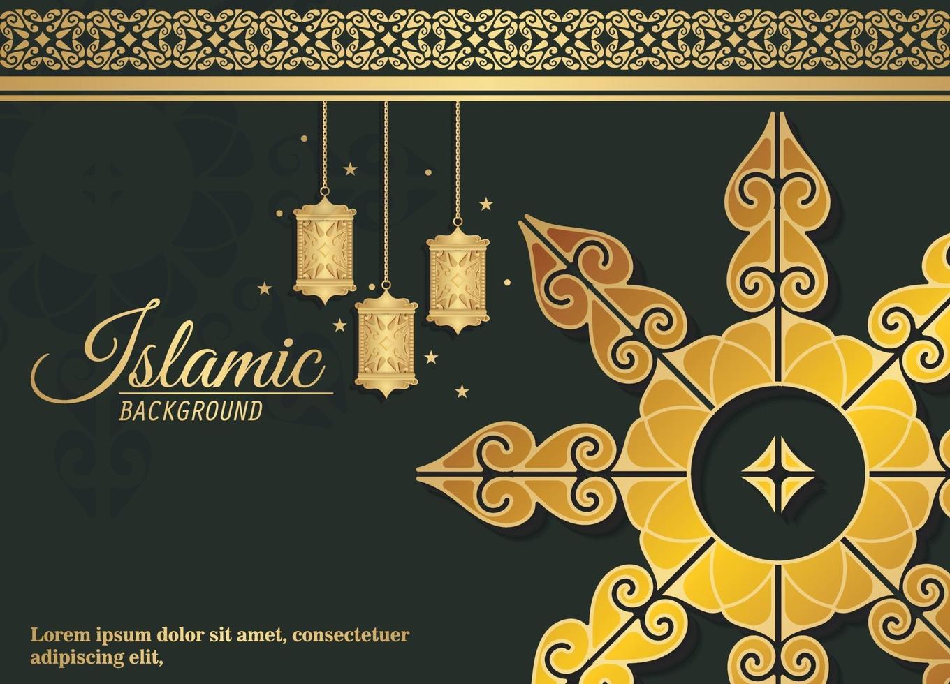 banner de ramadan kareem en estilo negro y dorado vector