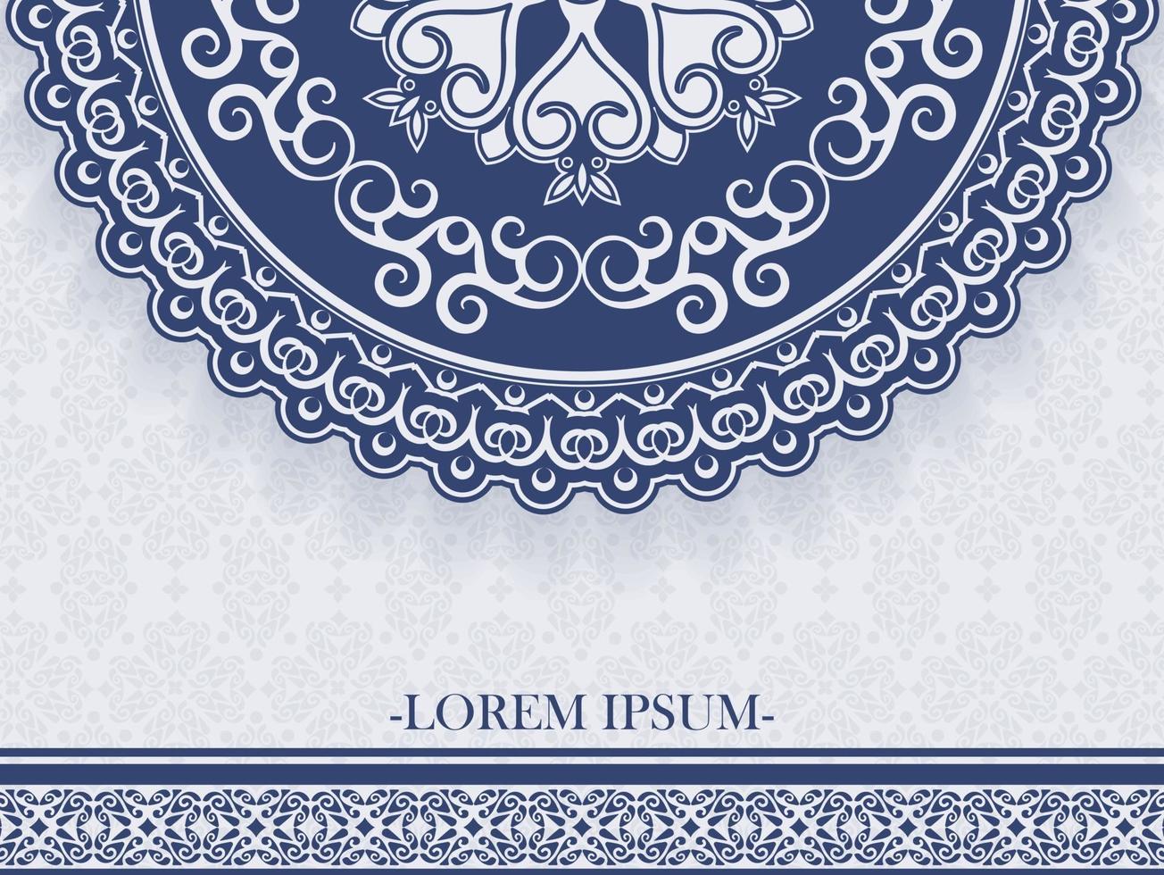 Blue mandala and border background concept vector
