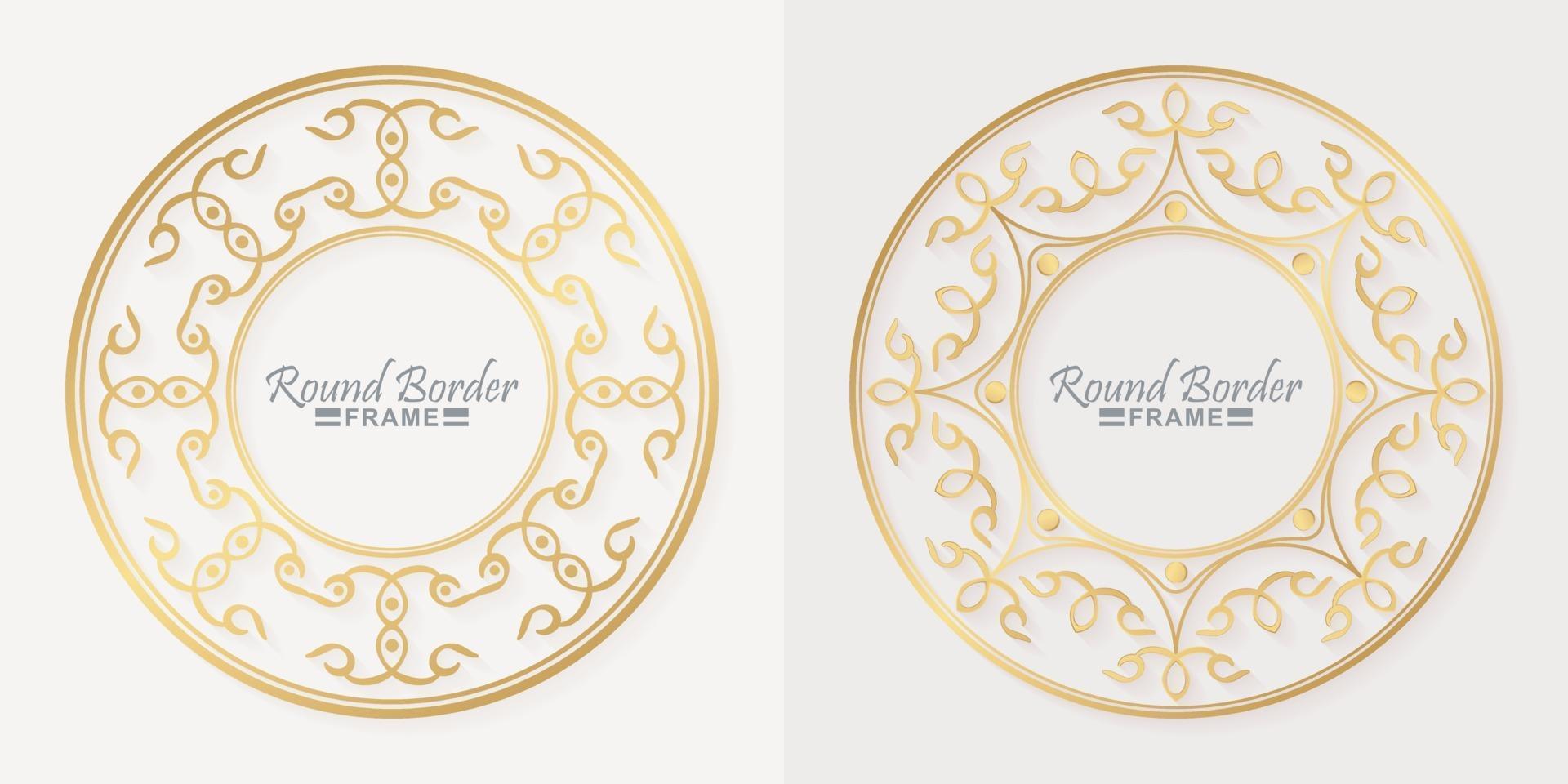 Luxury round border frame design vector